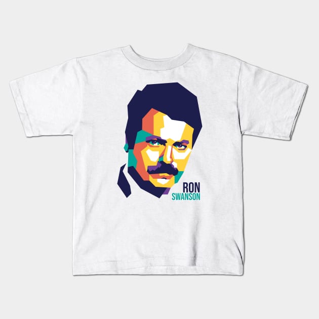 Ron Swanson On WPAP Kids T-Shirt by pentaShop